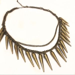 UO Brass Tone Spike Statement Necklace
